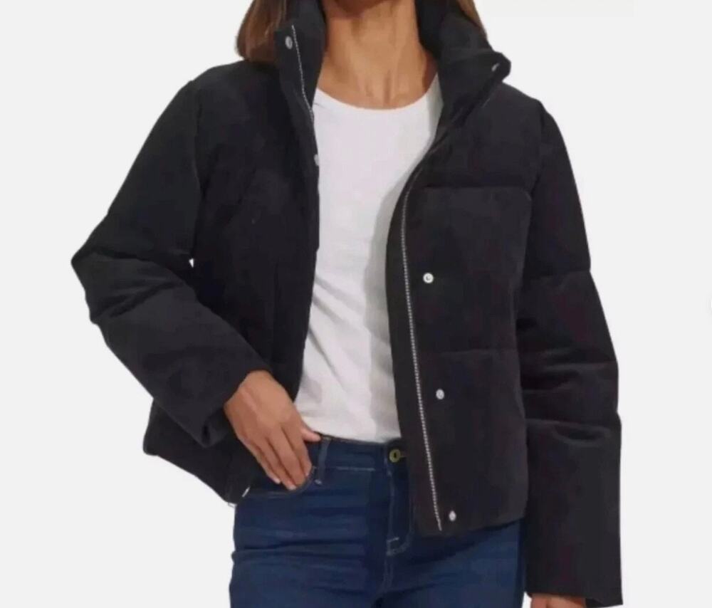 Levi’s Women’s Black Corduroy Puffer Jacket XXL High Collar Timeless Winter NWT